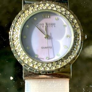 Vintage Joan Rivers Classics V377 Quartz Rhinestone Watch Clear Band NO BATTERY